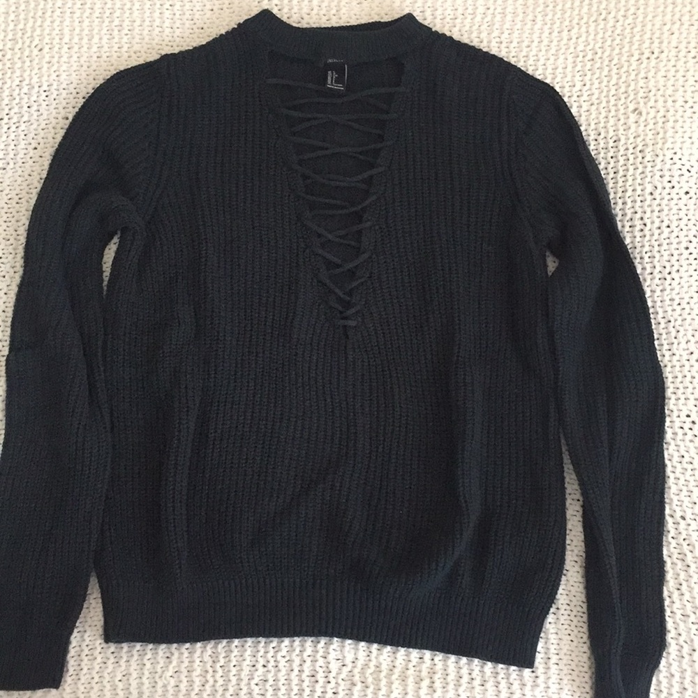 Lace up sweater